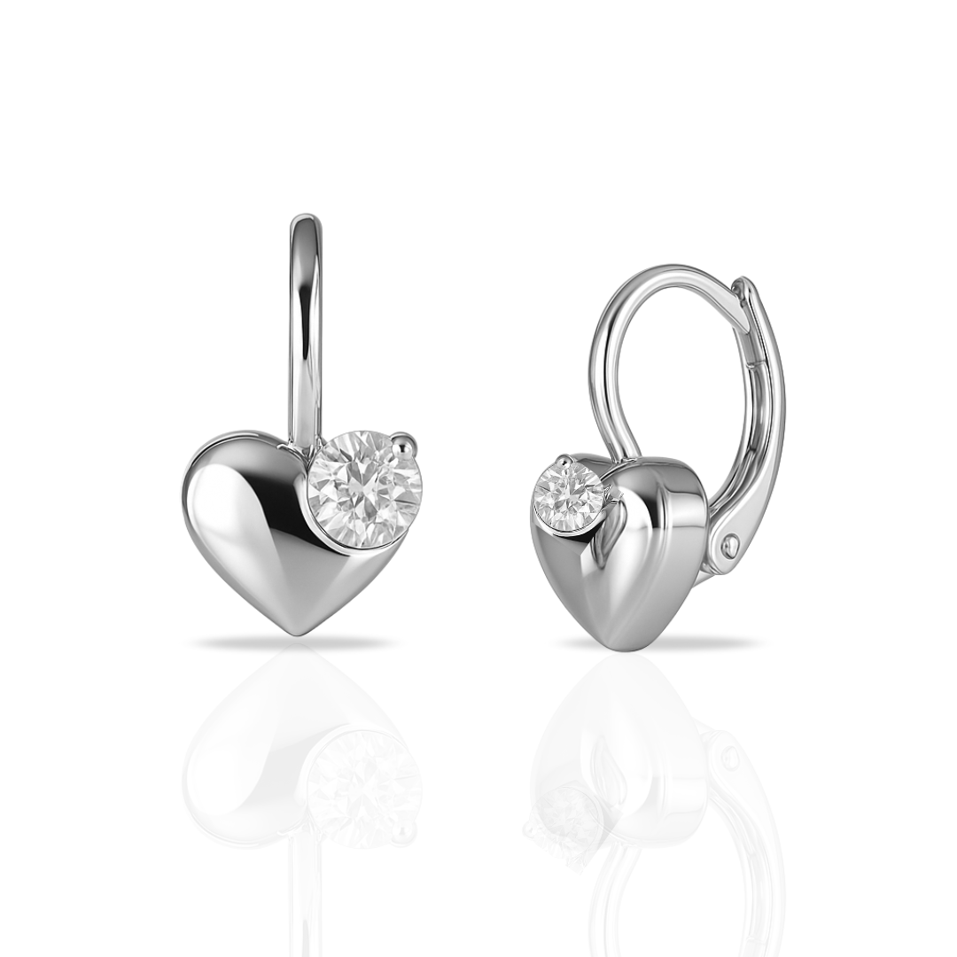 Cercei cu turtite inimi si zirconia