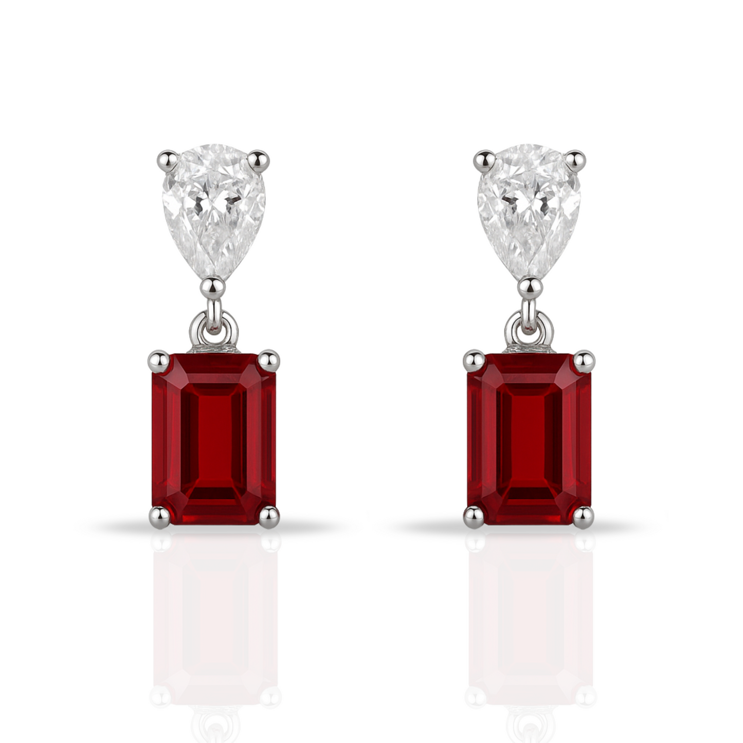 Cercei lacrima si dreptunghi roșu