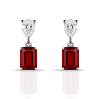 Cercei lacrima si dreptunghi roșu