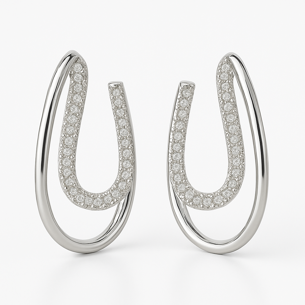 Cercei eleganți ovale duble