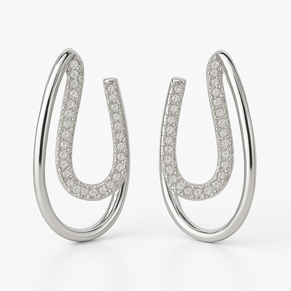 Cercei eleganți ovale duble