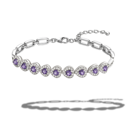 Brățară zale si inimi mov