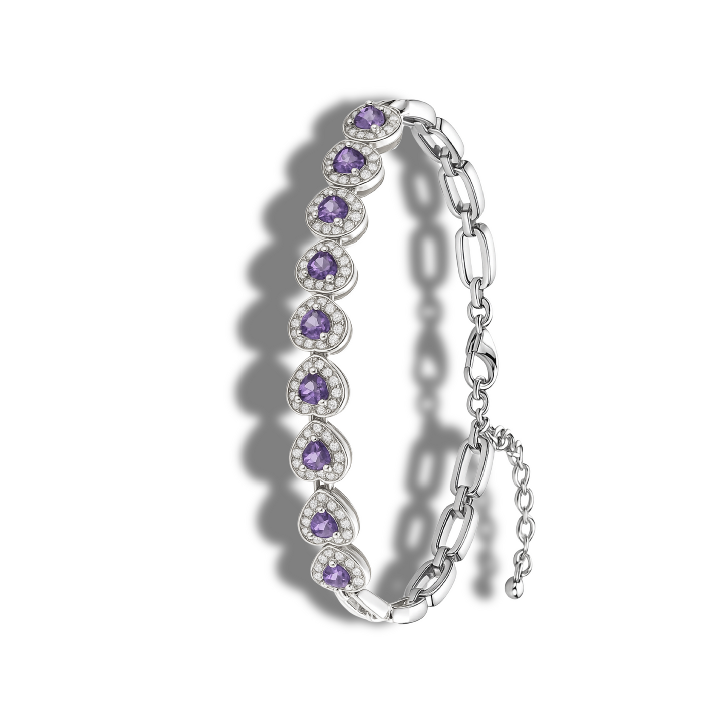 Brățară zale si inimi mov