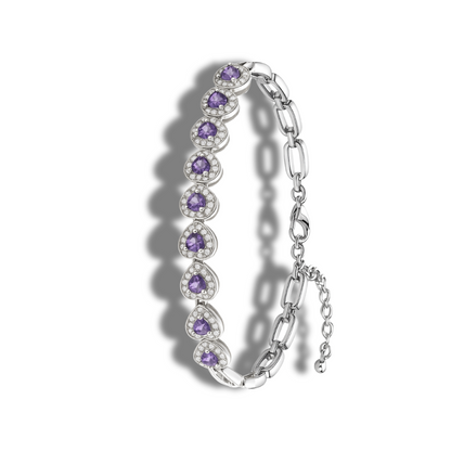 Brățară zale si inimi mov