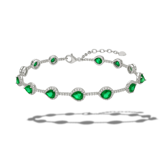 Brățară luxury stil tennis cu ovale verzi