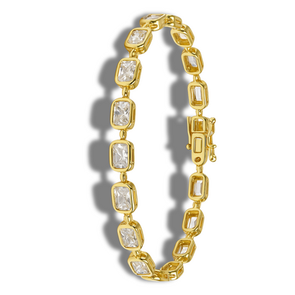 Brățară aurie tennis cu dreptunghiuri