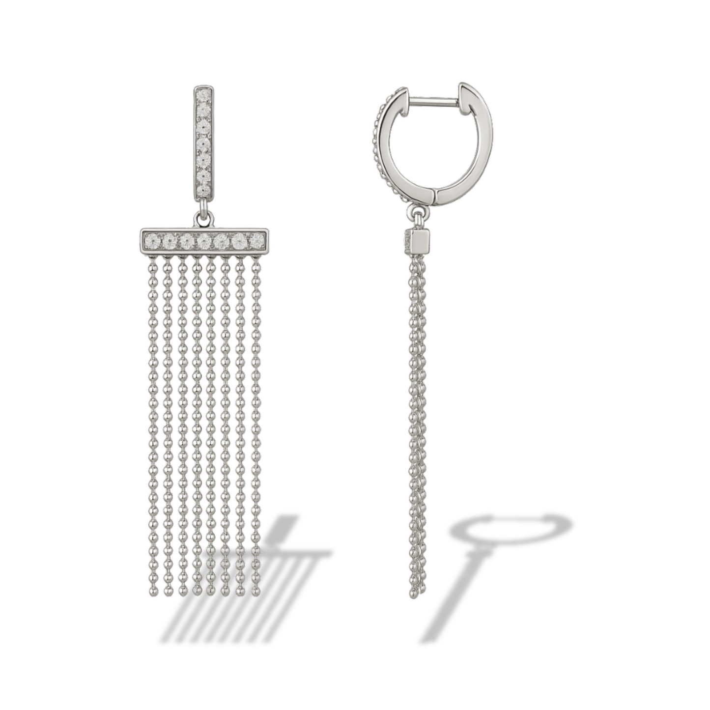 Cercei eleganți din lanțuri cu biluțe