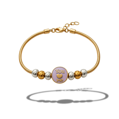 Brățară aurie duo cu biluțe