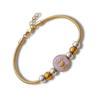 Brățară aurie duo cu biluțe