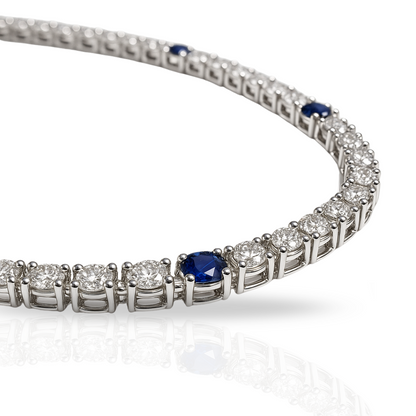 Colier tennis 3 mm cu zirconii incolore si albastre