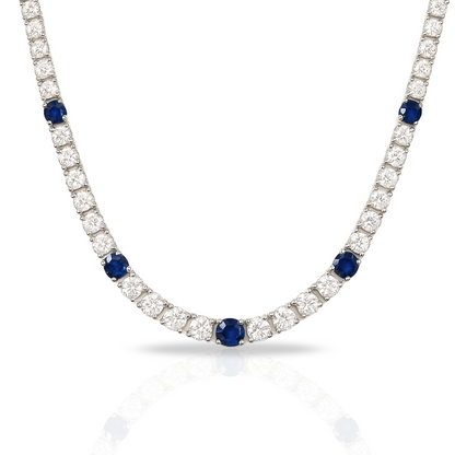 Colier tennis 3 mm cu zirconii incolore si albastre