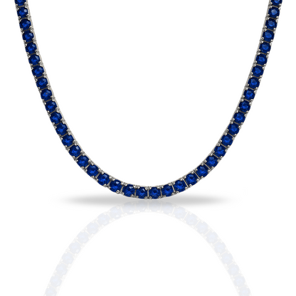 Colier tennis 3 mm cu zirconii albastre