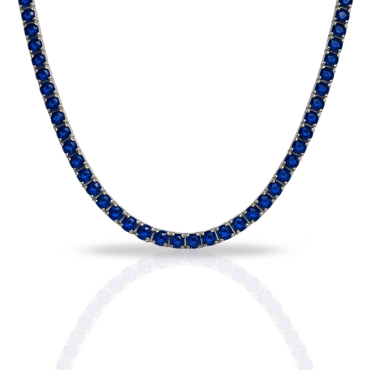 Colier tennis 3 mm cu zirconii albastre