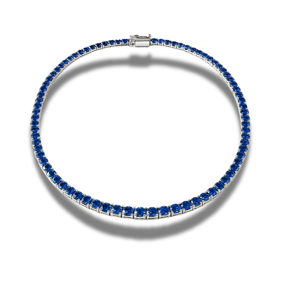 Colier tennis 3 mm cu zirconii albastre