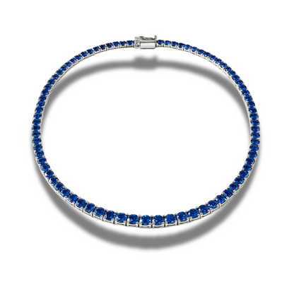 Colier tennis 3 mm cu zirconii albastre