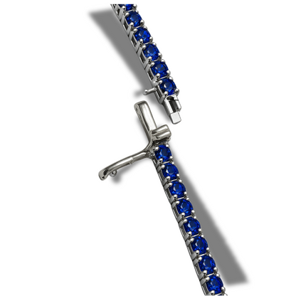 Colier tennis 3 mm cu zirconii albastre