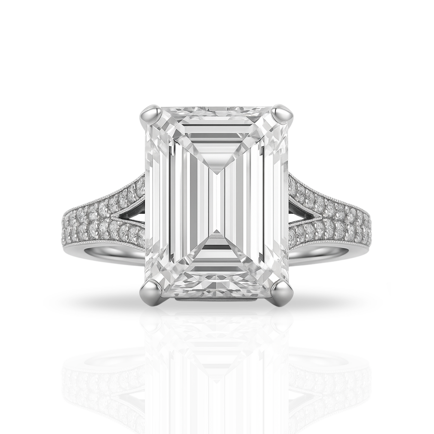 Inel emerald cut si zirconii