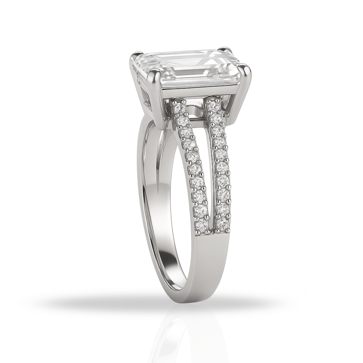 Inel emerald cut si zirconii