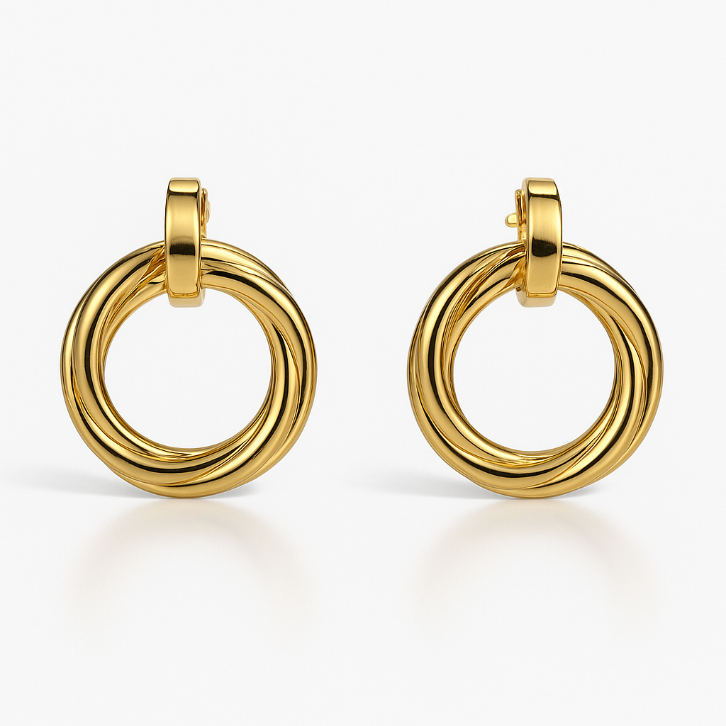 Cercei aurii cercuri împletite