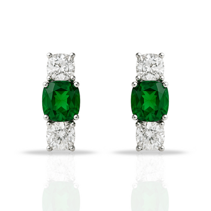 Cercei cu zirconii si pătrat verde