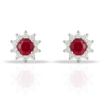 Cercei floare cu zirconia fuchsia