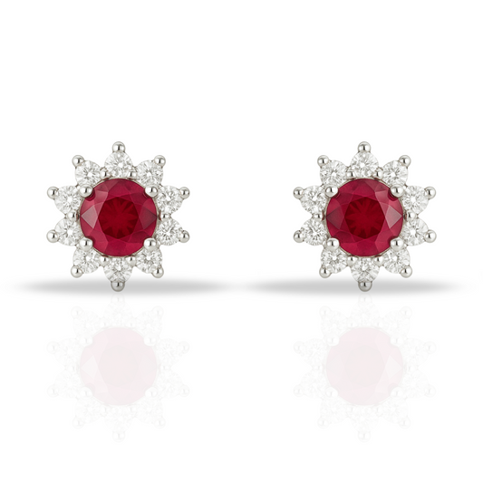 Cercei floare cu zirconia fuchsia