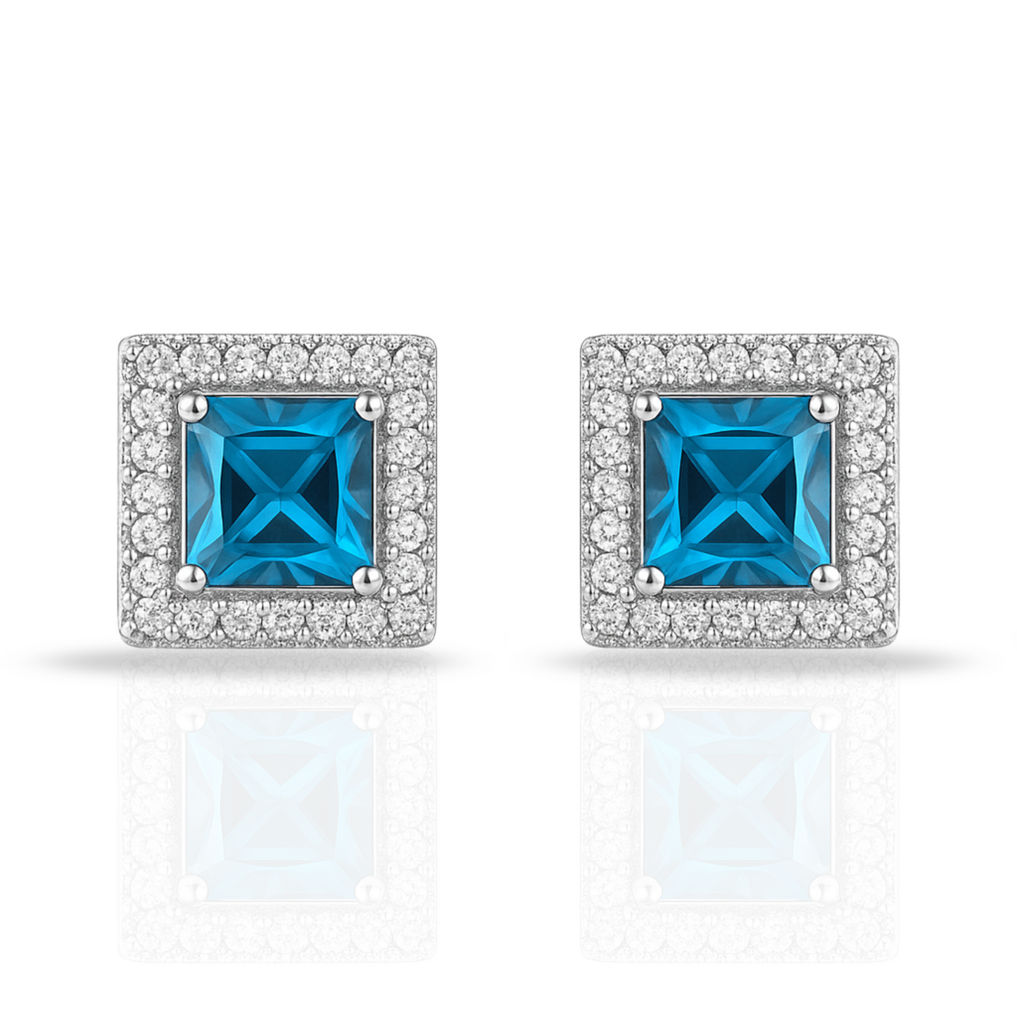 Cercei pătrat cu zirconia bleu