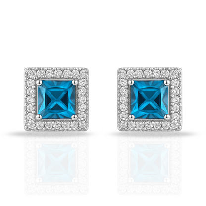 Cercei pătrat cu zirconia bleu