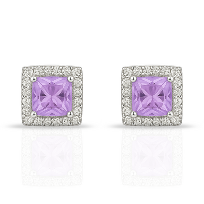 Cercei pătrat cu zirconia mov