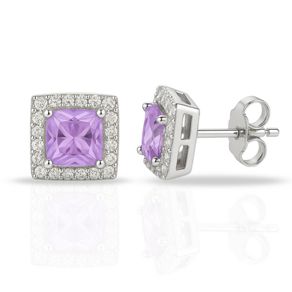 Cercei pătrat cu zirconia mov