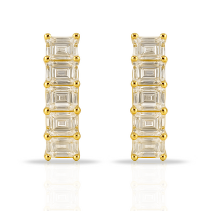 Cercei aurii tennis emerald cut