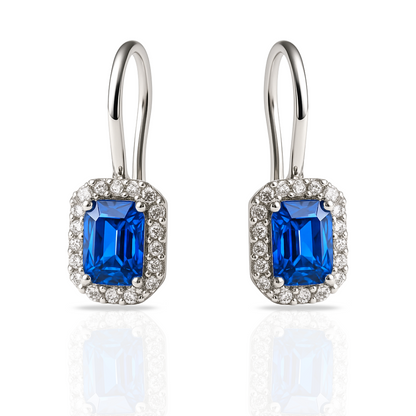 Cercei tortite dreptunghi bleu