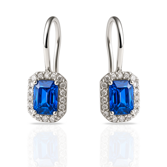 Cercei tortite dreptunghi bleu