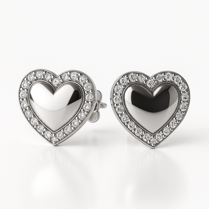 Cercei inima stil oglinda