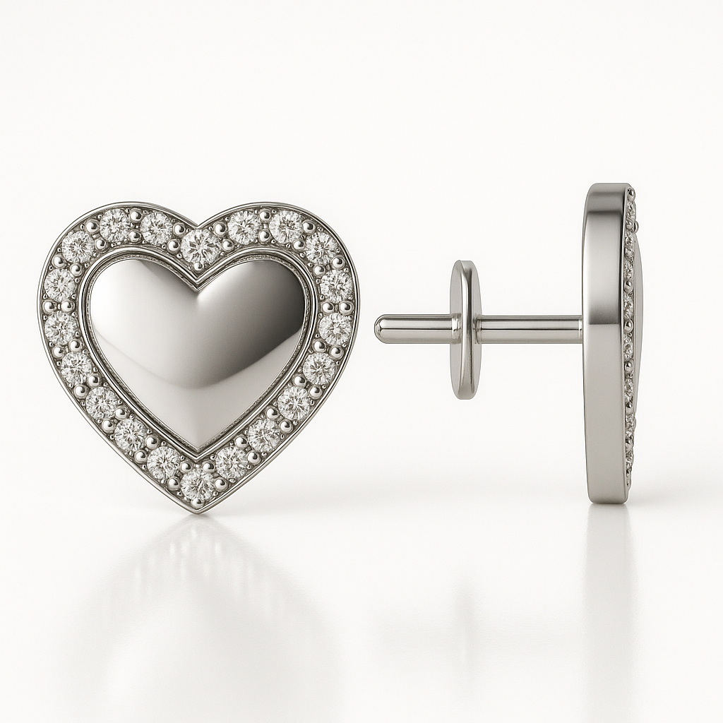 Cercei inima stil oglinda