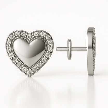 Cercei inima stil oglinda