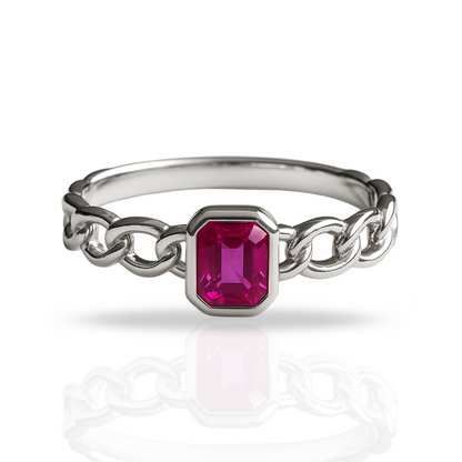 Inel semi cuban roșu