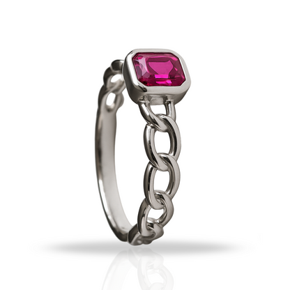 Inel semi cuban roșu