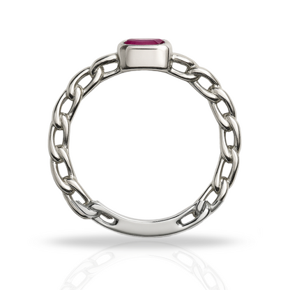 Inel semi cuban roșu