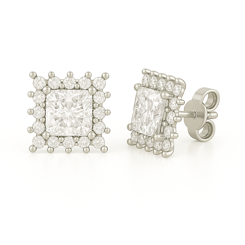 Cercei pătrat incolor