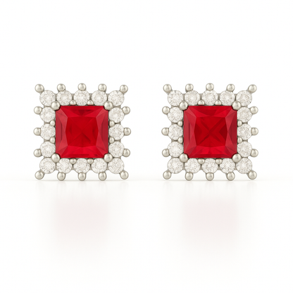 Cercei pătrat roșu