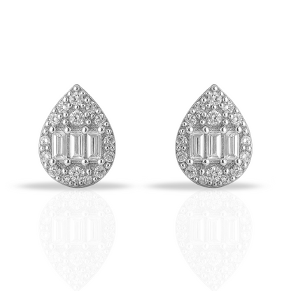 Cercei lacrima cu baghete pe mijloc