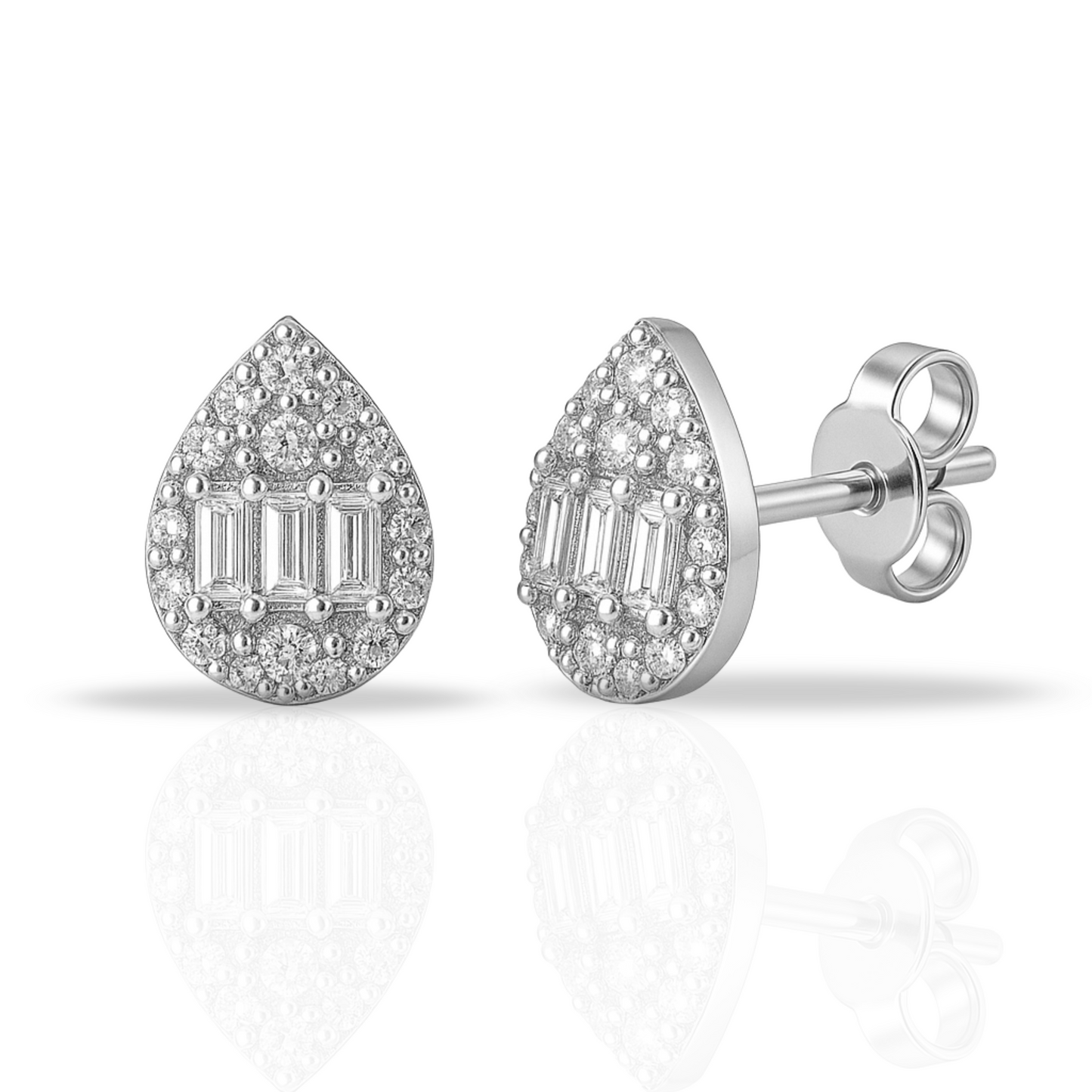 Cercei lacrima cu baghete pe mijloc