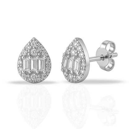 Cercei lacrima cu baghete pe mijloc