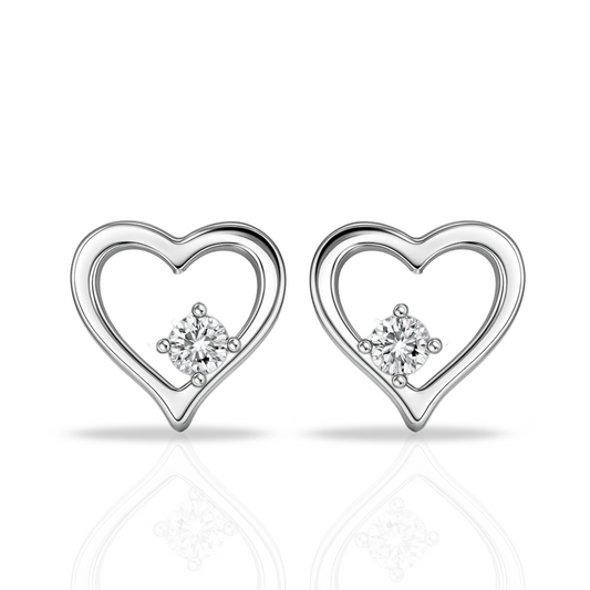 Cercei cu inimi si zirconia