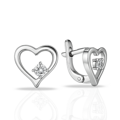 Cercei cu inimi si zirconia