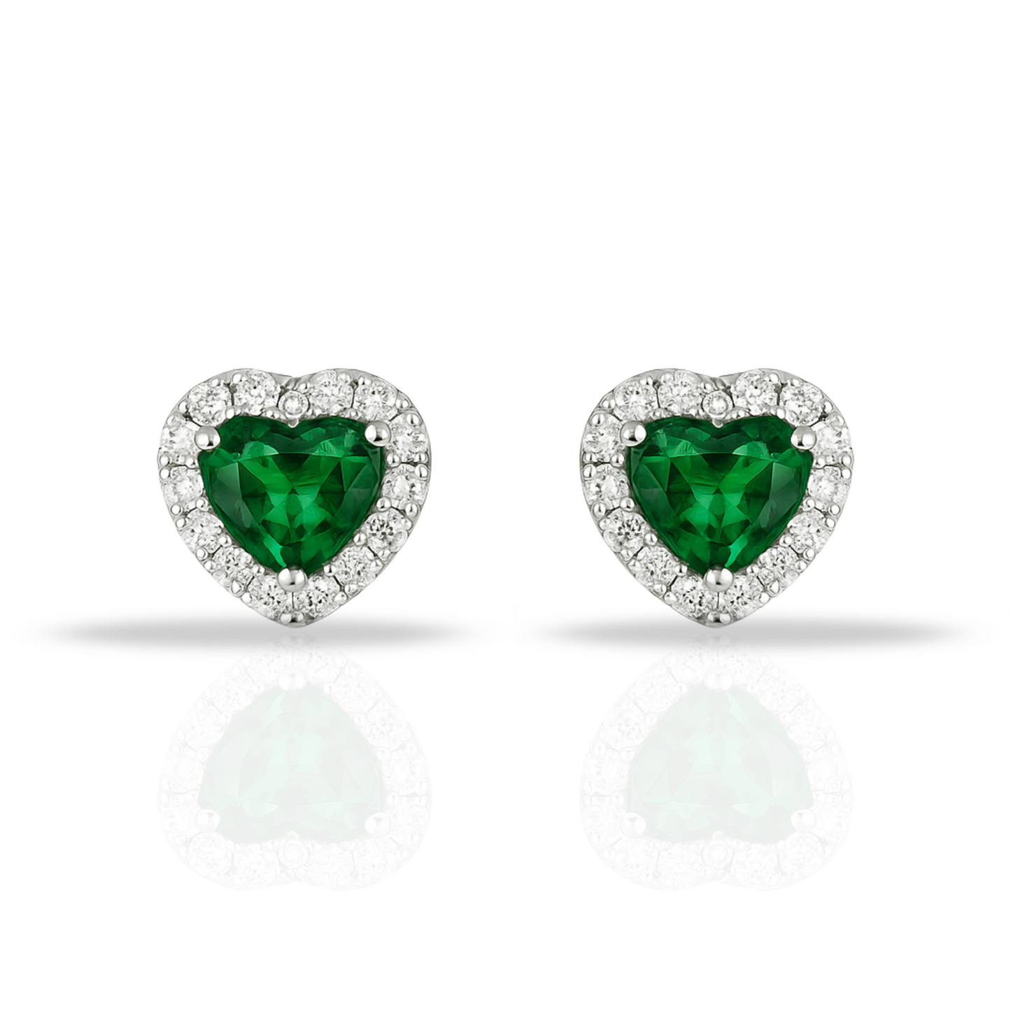 Cercei eleganți inima verde