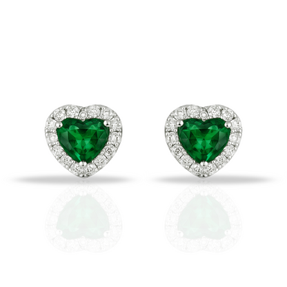 Cercei eleganți inima verde