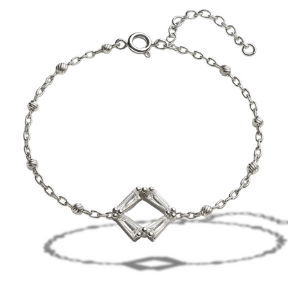 Brățară cu biluțe si romb incolor