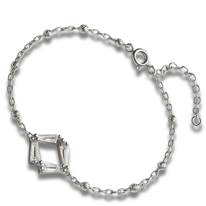 Brățară cu biluțe si romb incolor